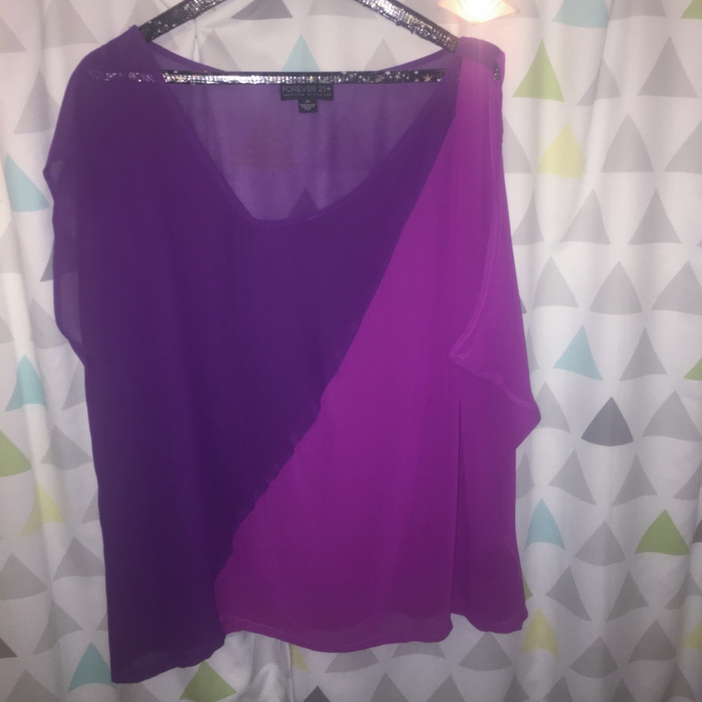 F21 Asymmetrical Sheer Purple Top